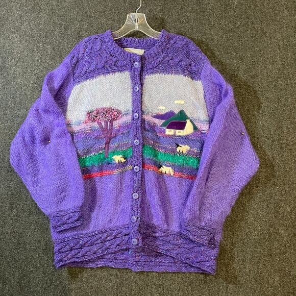 Vintage Rosemarie B Mohair Wool Hand Knit Ireland Sweater L Sheep - Picture 6 of 16